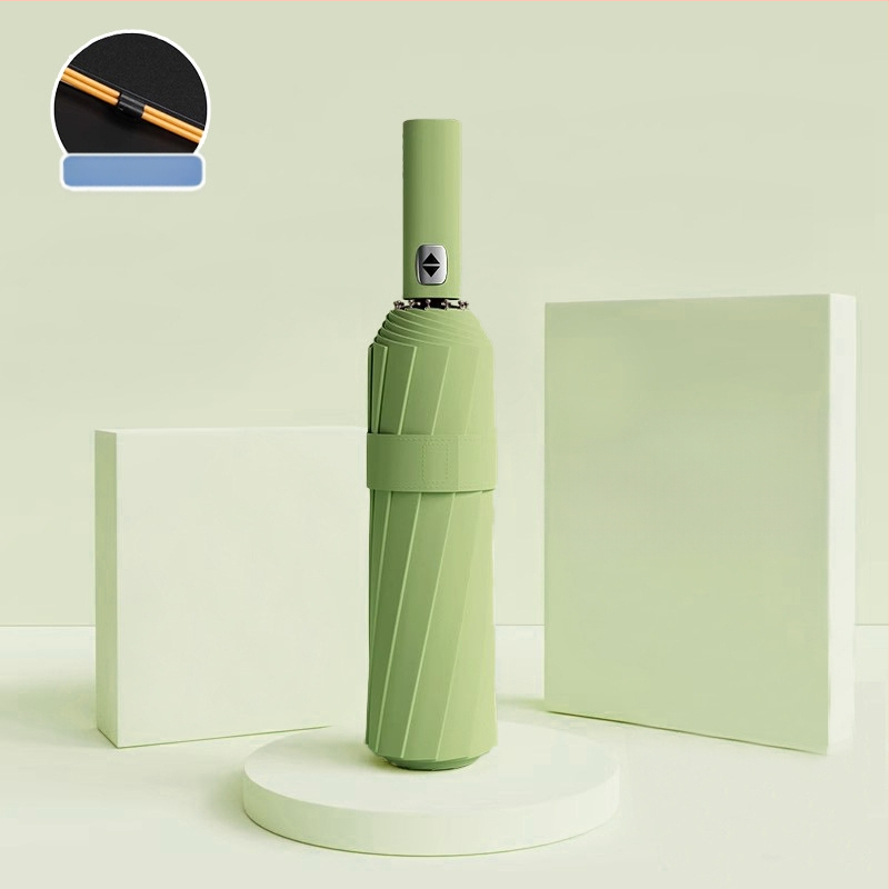 Automatīvais salokāmais lietussargs vīriešiem un sievietēm, dubulta saules un lietus izmantošana, pastiprināts ar 12 ribām no tērauda, UPF > 50.