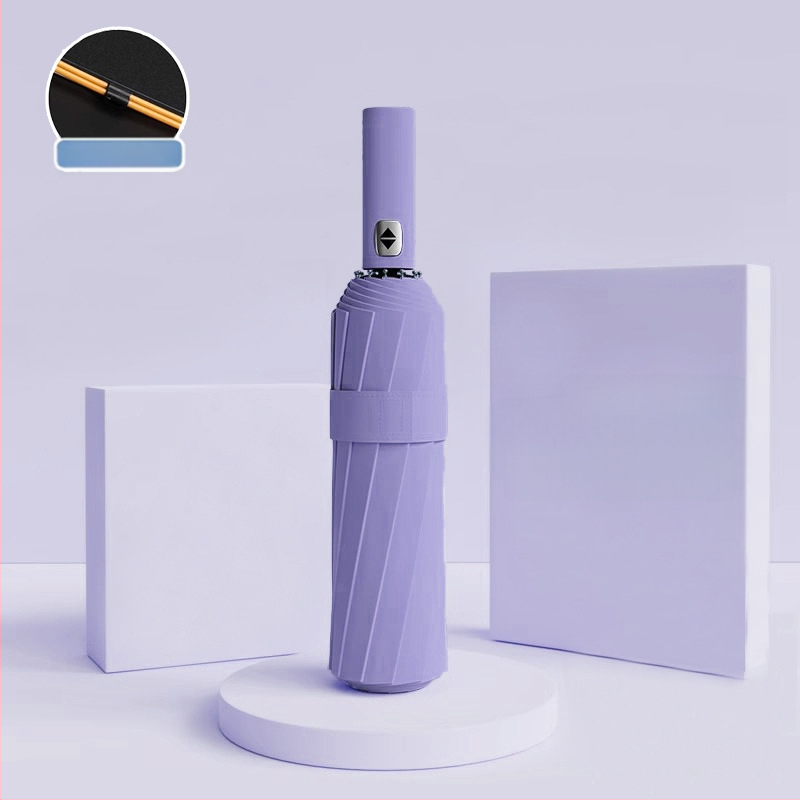 Automatīvais salokāmais lietussargs vīriešiem un sievietēm, dubulta saules un lietus izmantošana, pastiprināts ar 12 ribām no tērauda, UPF > 50.