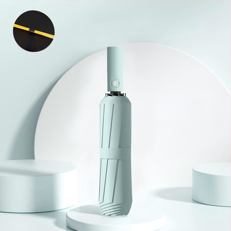 Automatīvais salokāmais lietussargs vīriešiem un sievietēm, dubulta saules un lietus izmantošana, pastiprināts ar 12 ribām no tērauda, UPF > 50.