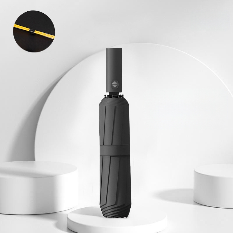 Automatīvais salokāmais lietussargs vīriešiem un sievietēm, dubulta saules un lietus izmantošana, pastiprināts ar 12 ribām no tērauda, UPF > 50.