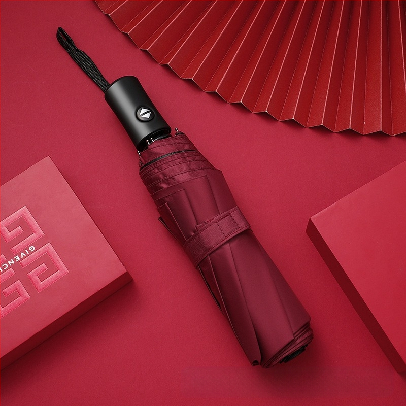 lietussargs ar 8 ribām, vēju izturīgs, trīsdaļīgs salocīts, pusautomātisks atvērums, automātisks aizvērums, 210T audums, logotipa personalizācija