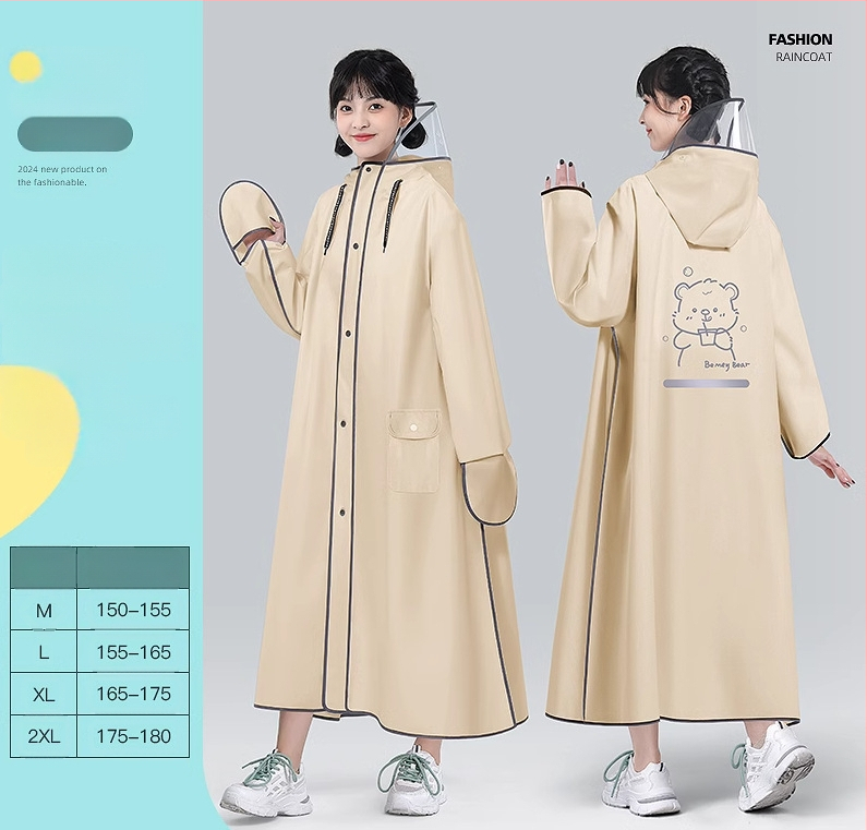 EVA lietaus pončas suaugusiems, vieno žmogaus žygio pončas, apie 350 g