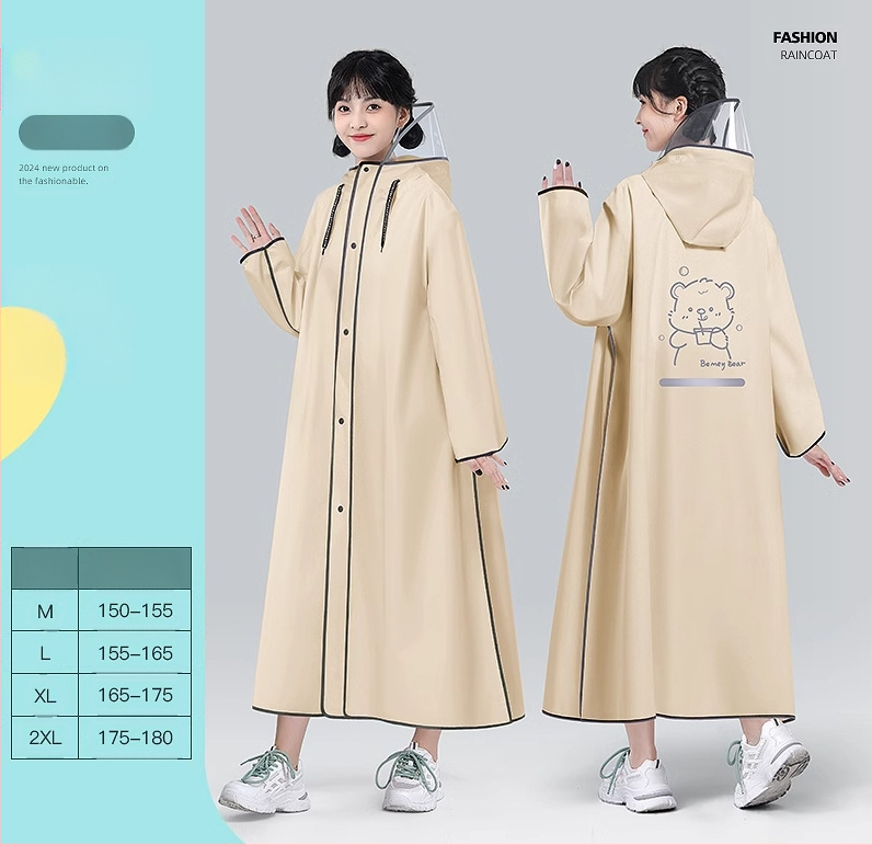 EVA lietaus pončas suaugusiems, vieno žmogaus žygio pončas, apie 350 g