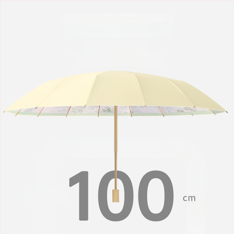 Ομπρέλα ήλίου με 16 βέργες, χειροκίνητο άνοιγμα, UV προστασία UPF 50+, βέργες από κράμα, λαβή από σκληρό ξύλο