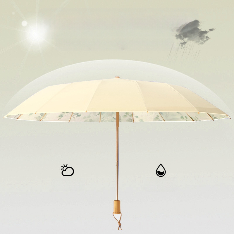 Senovinio stiliaus skėtis su 16 aliuminio rėmų, sulankstomas, UV apsauga UPF50+, 170T audinys