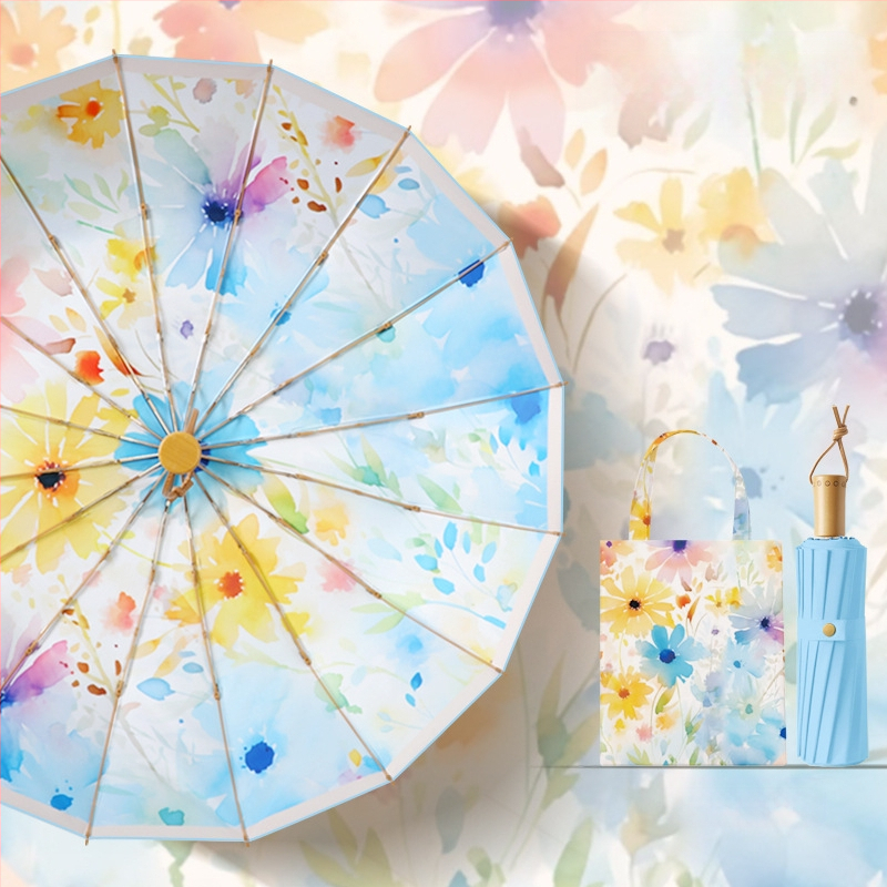 Senovinio stiliaus skėtis su 16 aliuminio rėmų, sulankstomas, UV apsauga UPF50+, 170T audinys