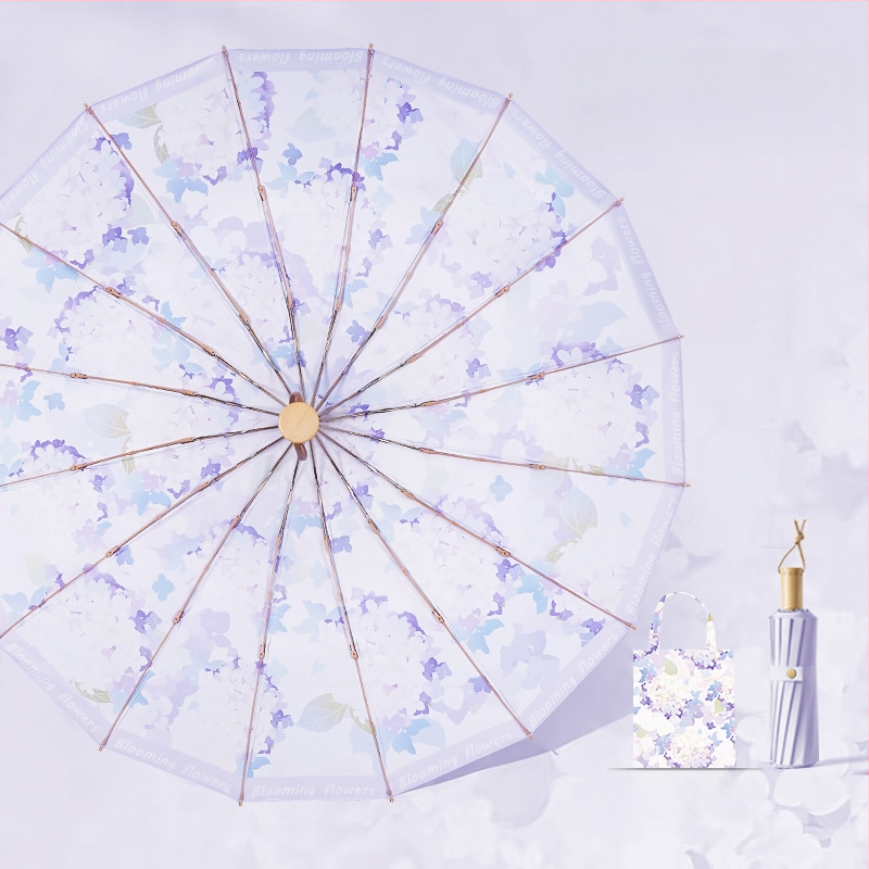 Senovinio stiliaus skėtis su 16 aliuminio rėmų, sulankstomas, UV apsauga UPF50+, 170T audinys