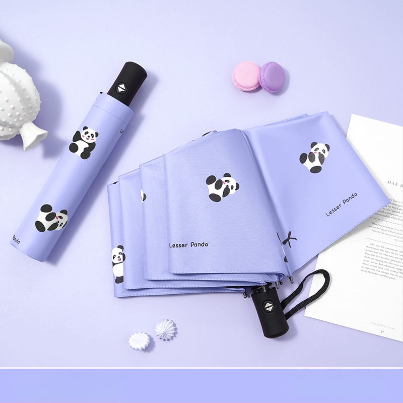 Dviejų funkcijų skėtis nuo saulės ir lietaus, animacinio stiliaus trim dalimis, 8 ribų plieno rėmas, rankinis atidarymas, UV apsauga PA+++