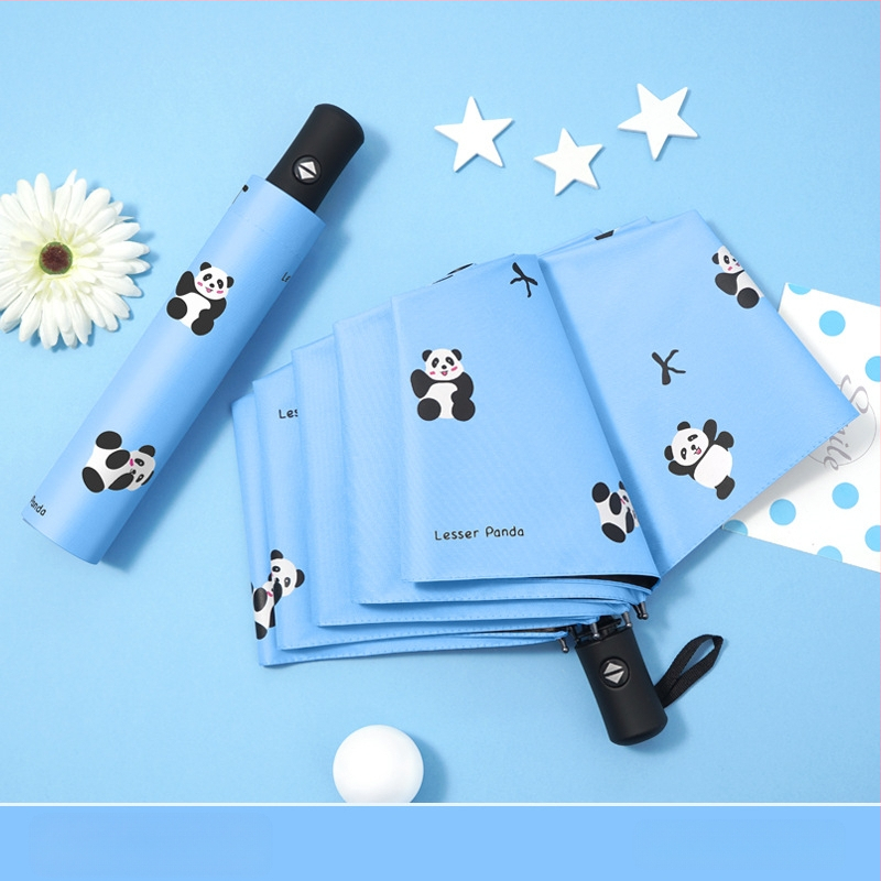 Dviejų funkcijų skėtis nuo saulės ir lietaus, animacinio stiliaus trim dalimis, 8 ribų plieno rėmas, rankinis atidarymas, UV apsauga PA+++