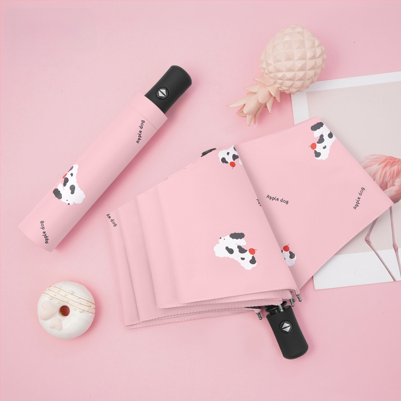 Dviejų funkcijų skėtis nuo saulės ir lietaus, animacinio stiliaus trim dalimis, 8 ribų plieno rėmas, rankinis atidarymas, UV apsauga PA+++