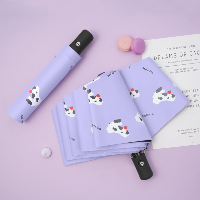 Dviejų funkcijų skėtis nuo saulės ir lietaus, animacinio stiliaus trim dalimis, 8 ribų plieno rėmas, rankinis atidarymas, UV apsauga PA+++