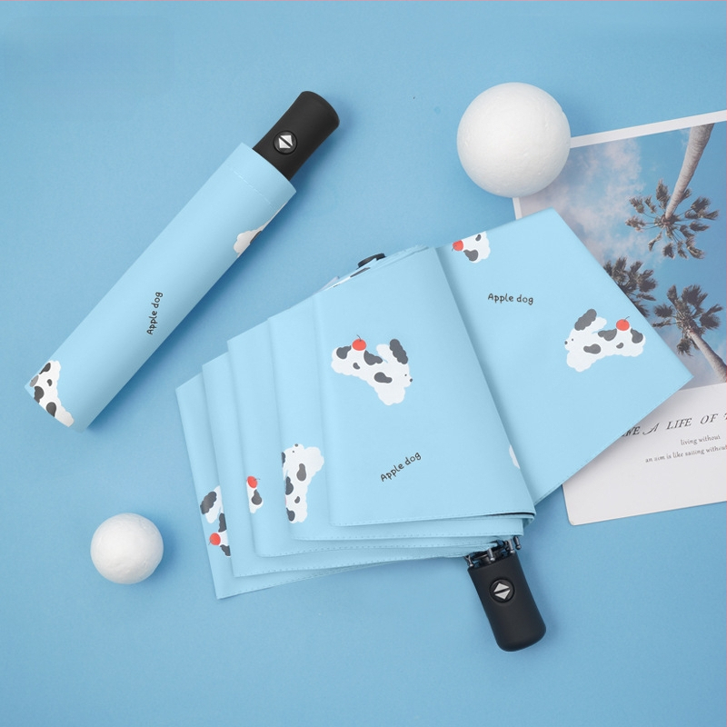 Dviejų funkcijų skėtis nuo saulės ir lietaus, animacinio stiliaus trim dalimis, 8 ribų plieno rėmas, rankinis atidarymas, UV apsauga PA+++