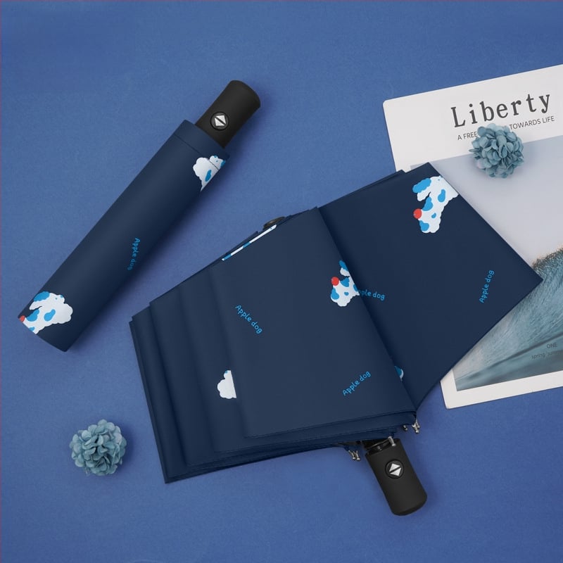 Dviejų funkcijų skėtis nuo saulės ir lietaus, animacinio stiliaus trim dalimis, 8 ribų plieno rėmas, rankinis atidarymas, UV apsauga PA+++