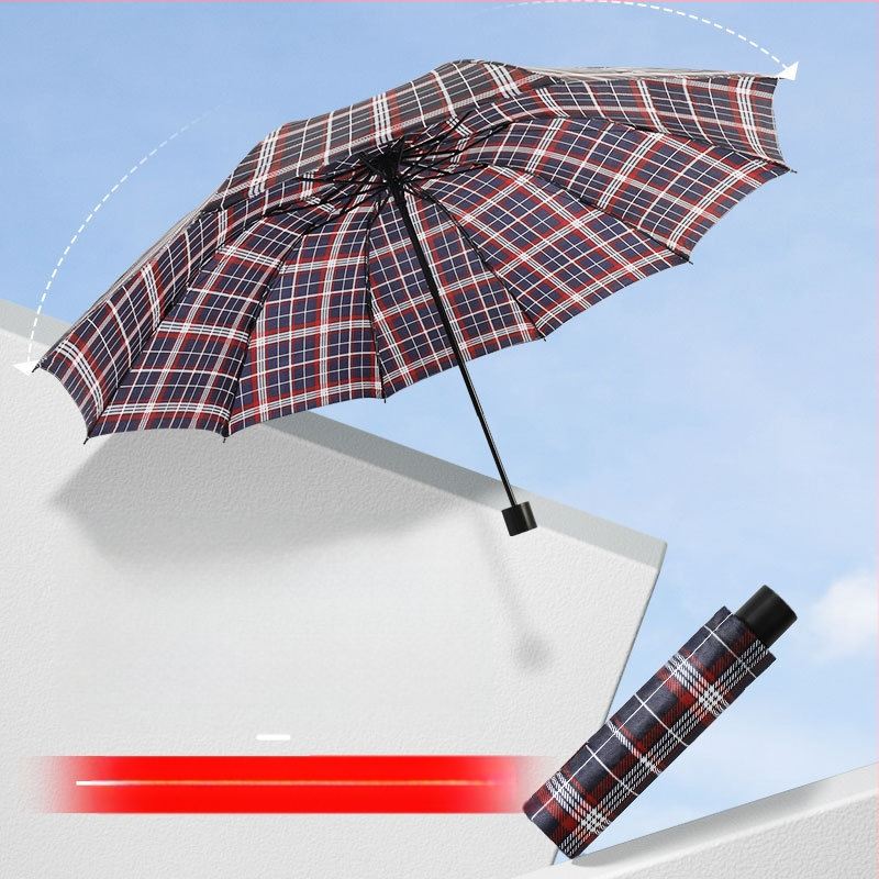 Klasszikus kockás összecsukható esernyő, manuális nyitás/zárás, uniszex, könnyű, 10 bordás vasváz, gumírozott fogantyú, 170T anyag, logó nyomás lehetséges