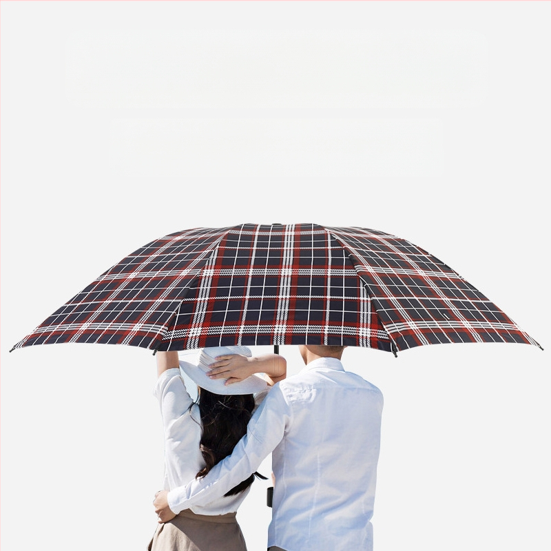 Klasszikus kockás összecsukható esernyő, manuális nyitás/zárás, uniszex, könnyű, 10 bordás vasváz, gumírozott fogantyú, 170T anyag, logó nyomás lehetséges