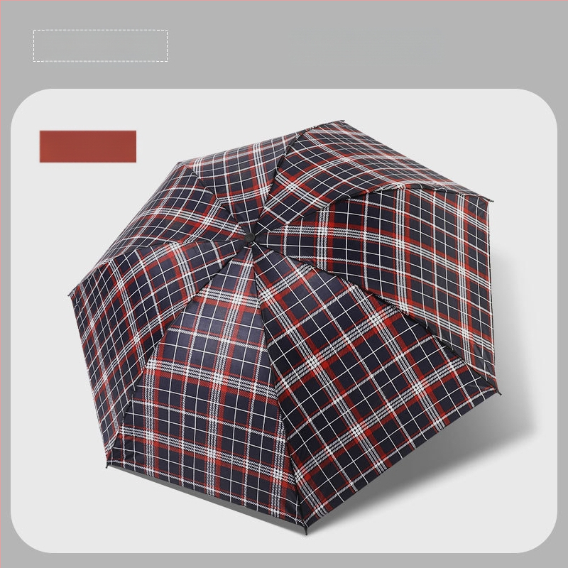 Klasszikus kockás összecsukható esernyő, manuális nyitás/zárás, uniszex, könnyű, 10 bordás vasváz, gumírozott fogantyú, 170T anyag, logó nyomás lehetséges