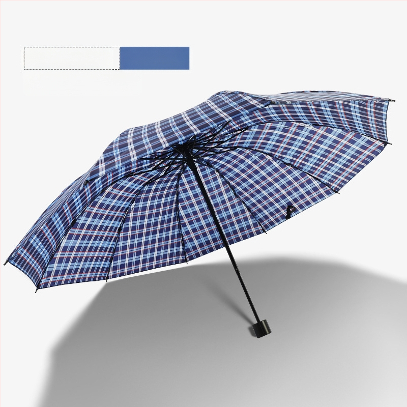 Klasszikus kockás összecsukható esernyő, manuális nyitás/zárás, uniszex, könnyű, 10 bordás vasváz, gumírozott fogantyú, 170T anyag, logó nyomás lehetséges