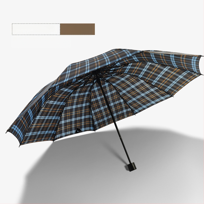 Klasszikus kockás összecsukható esernyő, manuális nyitás/zárás, uniszex, könnyű, 10 bordás vasváz, gumírozott fogantyú, 170T anyag, logó nyomás lehetséges