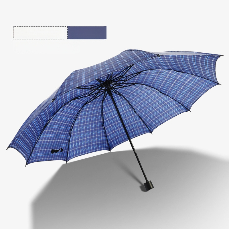 Klasszikus kockás összecsukható esernyő, manuális nyitás/zárás, uniszex, könnyű, 10 bordás vasváz, gumírozott fogantyú, 170T anyag, logó nyomás lehetséges