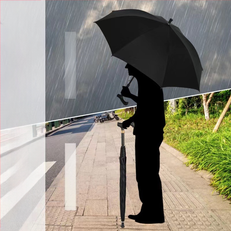 Ομπρέλα-ραβδί με μακριά λαβή για περπάτημα, σκελετός από σίδηρο με 8 ράβδες, σιδερένιος σωλήνας και λαβή, κάλυμμα 210T, UV προστασία UPF > 40