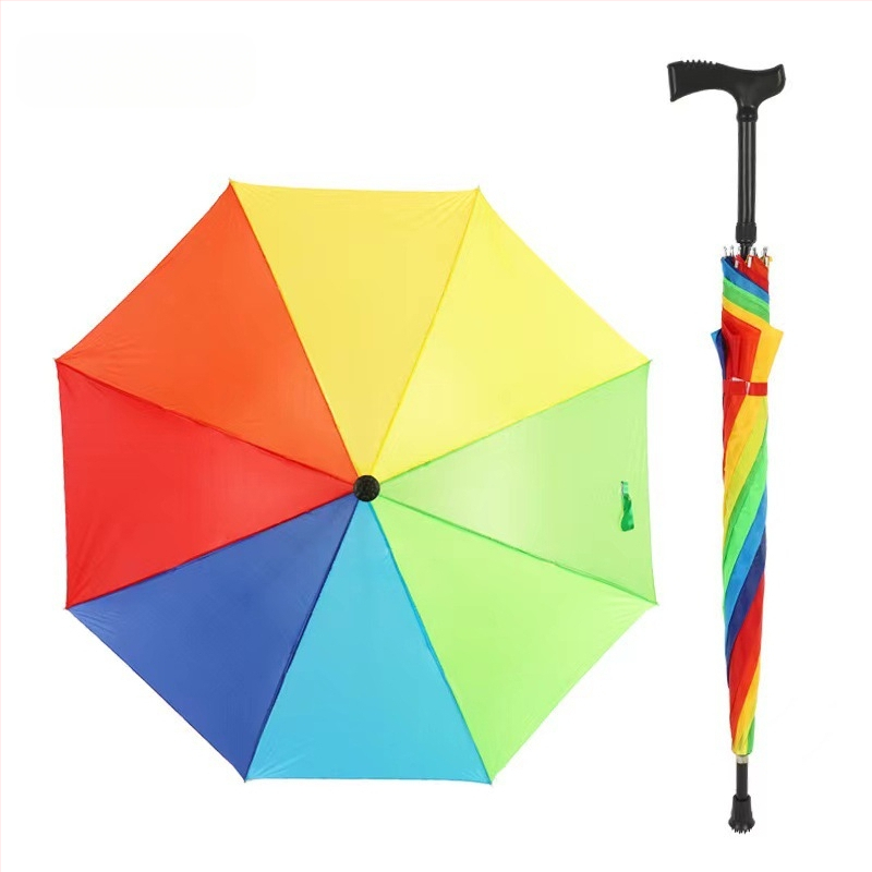 Ομπρέλα-ραβδί με μακριά λαβή για περπάτημα, σκελετός από σίδηρο με 8 ράβδες, σιδερένιος σωλήνας και λαβή, κάλυμμα 210T, UV προστασία UPF > 40