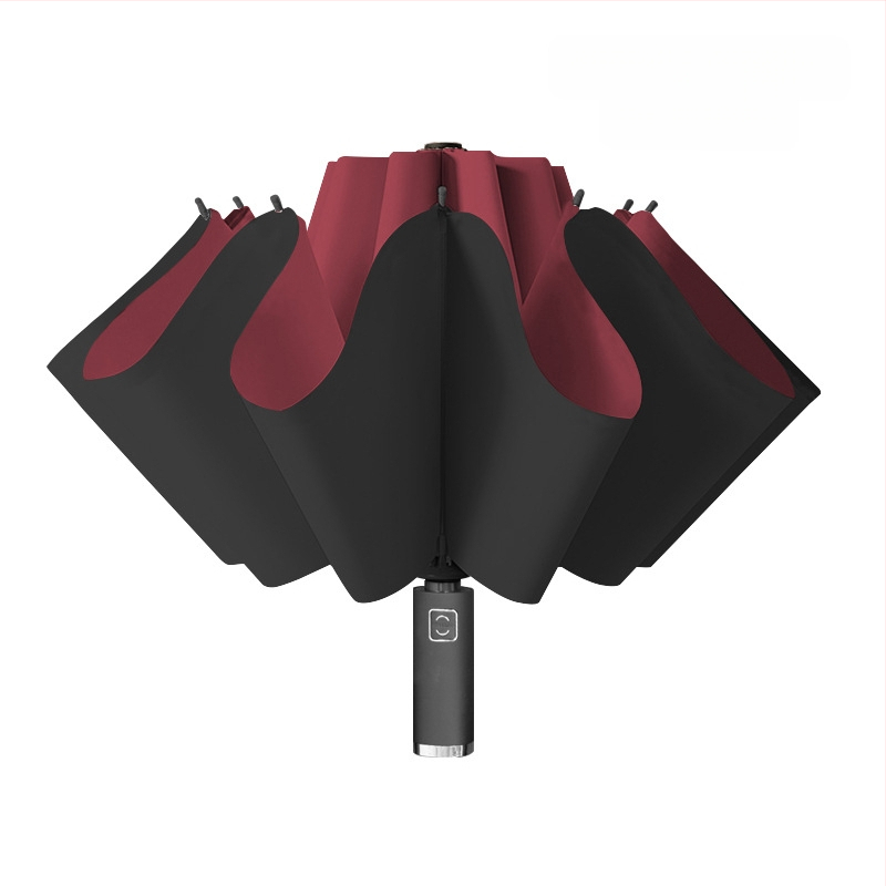 Automatikus fordított esernyő egyedi logó nyomtatással, fordított összecsukható kialakítás, UV védelem UPF > 50, 10 bordás váz rostból