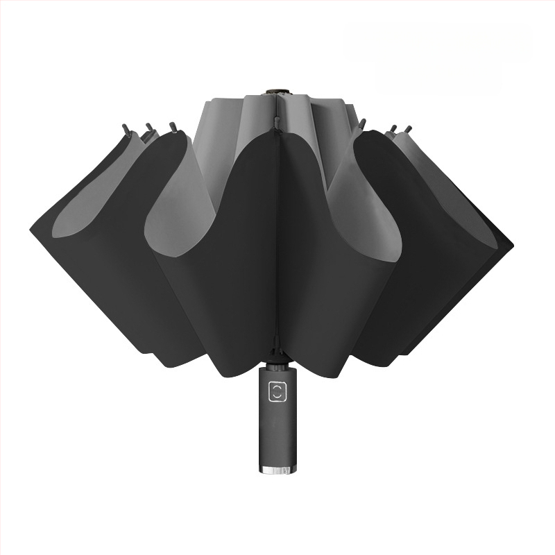 Automatikus fordított esernyő egyedi logó nyomtatással, fordított összecsukható kialakítás, UV védelem UPF > 50, 10 bordás váz rostból