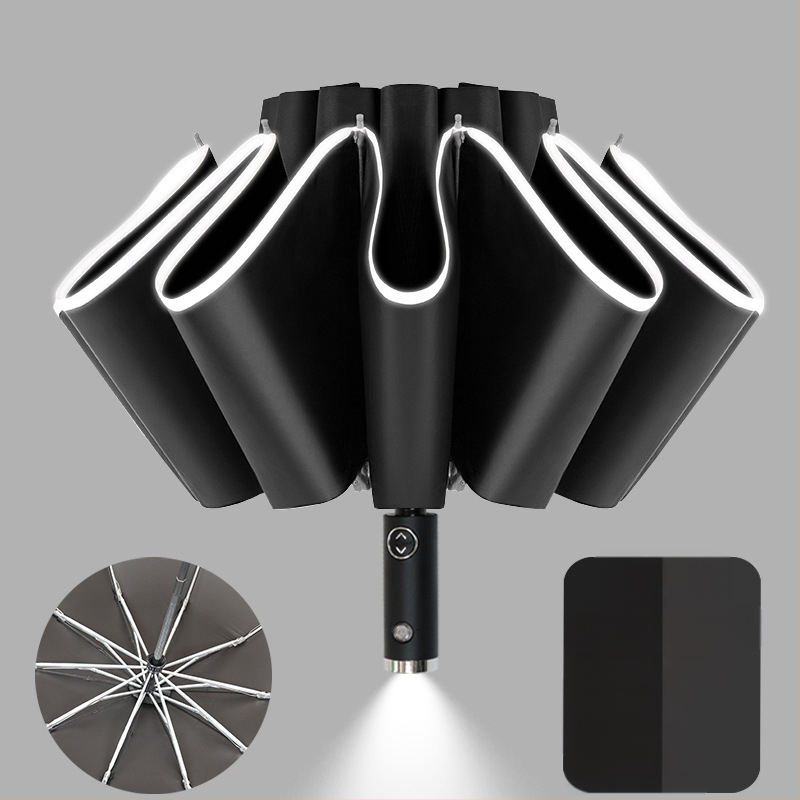 Automatikus fordított esernyő egyedi logó nyomtatással, fordított összecsukható kialakítás, UV védelem UPF > 50, 10 bordás váz rostból