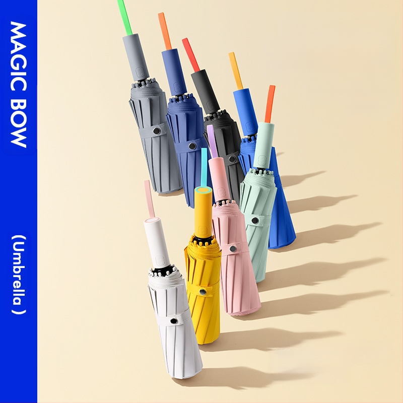 Ομπρέλα ήλίου με 12 οστά, αυτόματη αναδίπλωση, ύφασμα 210t, UPF 50+, τριπλή πτυχή, ράβδοι από ίνες