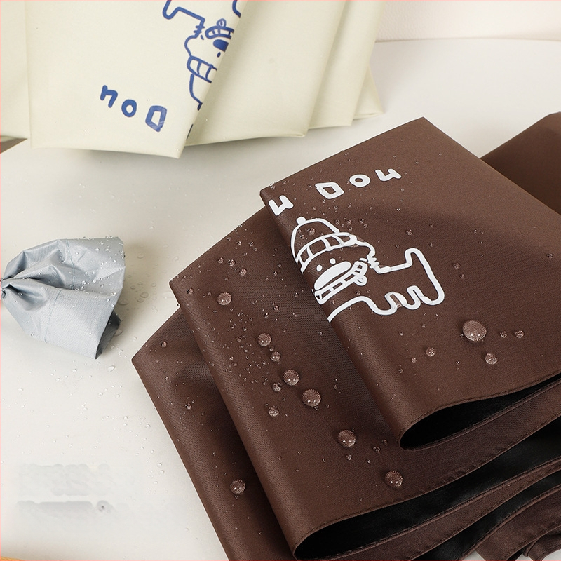 Trys dalių skėtis su karikatūrų dizainu, logotipo spauda, pusiau automatinis atidarymas, UV apsauga UPF 30+