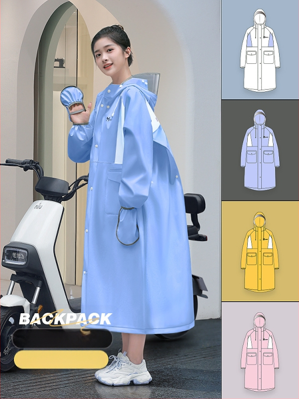 Ilgas lietaus pončas suaugusiems, EVA audinys, vieno gabalo dizainas, daugkartinis naudojimas, stipri lietaus apsauga