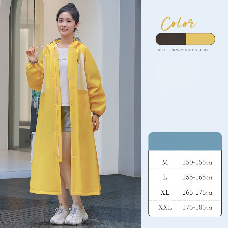 Ilgas lietaus pončas suaugusiems, EVA audinys, vieno gabalo dizainas, daugkartinis naudojimas, stipri lietaus apsauga