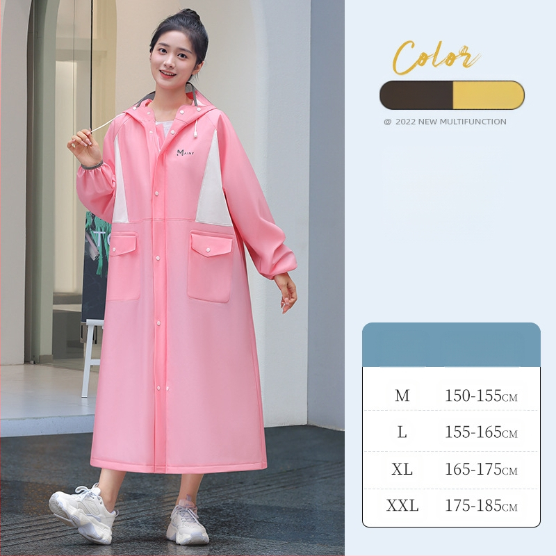 Ilgas lietaus pončas suaugusiems, EVA audinys, vieno gabalo dizainas, daugkartinis naudojimas, stipri lietaus apsauga