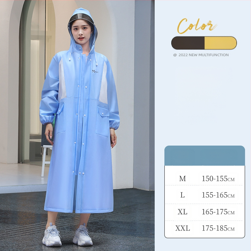 Ilgas lietaus pončas suaugusiems, EVA audinys, vieno gabalo dizainas, daugkartinis naudojimas, stipri lietaus apsauga