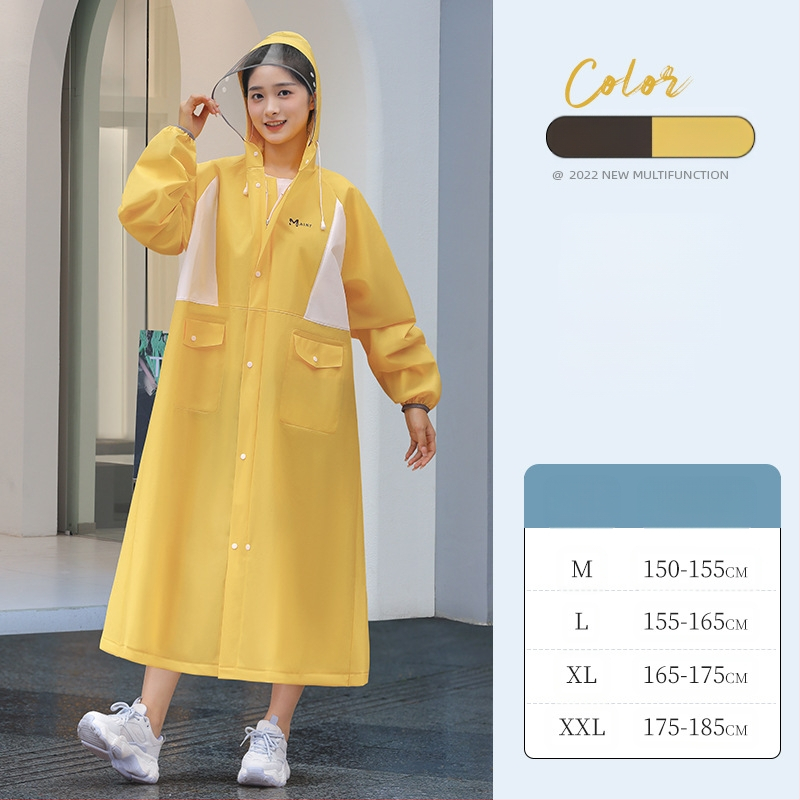 Ilgas lietaus pončas suaugusiems, EVA audinys, vieno gabalo dizainas, daugkartinis naudojimas, stipri lietaus apsauga