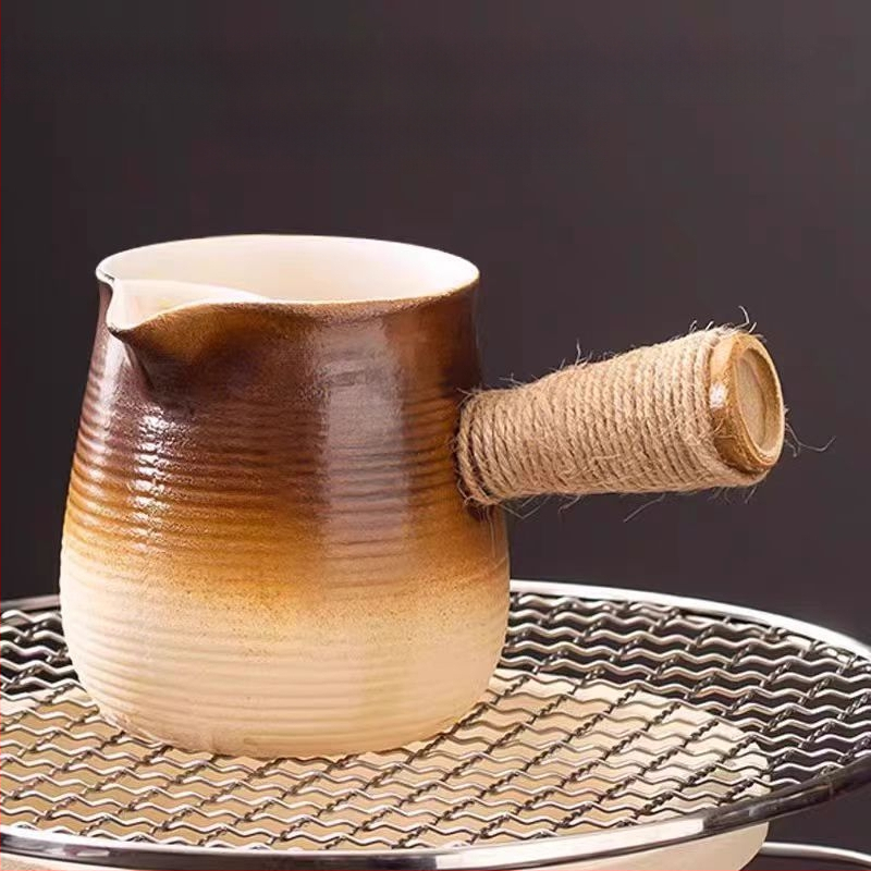 Lauko keraminis arbatos rinkinys su anglimi – kempingo arbatos rinkinys su atvira liepsna, nešiojamas, atsparus karščiui, tinkamas 6–10 žmonėms, pritaikymas galimas