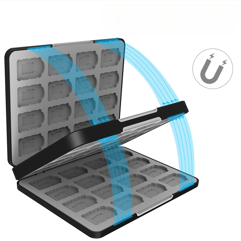 Cutie de stocare a cardurilor de joc Nintendo Switch 2 – magnetică, ABS + gel de silice, 64 32-in-1, compatibilă Switch 2/OLED/Switch/Lite, dimensiuni 17.5×13.5×2.4 cm, greutate 360 g