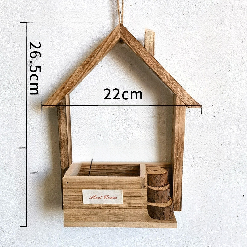Ghiveci de perete din lemn în stil european, realizat manual, gravat