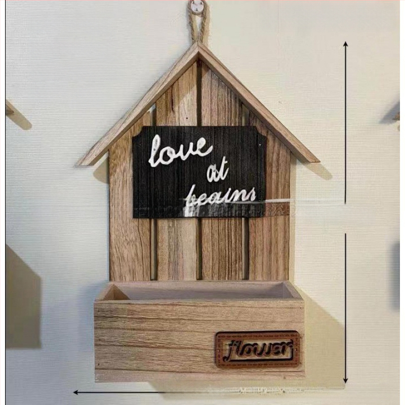 Ghiveci de perete din lemn în stil european, realizat manual, gravat