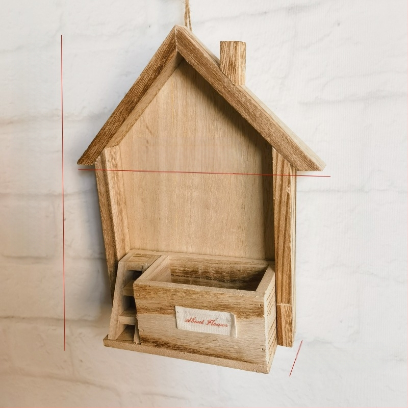 Ghiveci de perete din lemn în stil european, realizat manual, gravat