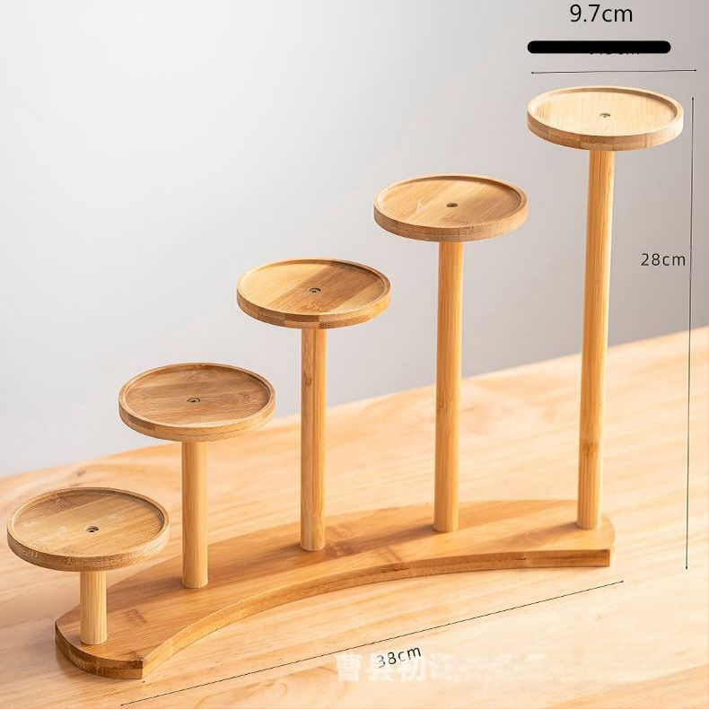 Επιτραπέζιο μπαμπού ράφι φυτών για παχύφυτα — Πολυεπίπεδο ξύλινο ράφι γλαστών, μοντέρνο μινιμαλιστικό στυλ, εύκολη συναρμολόγηση