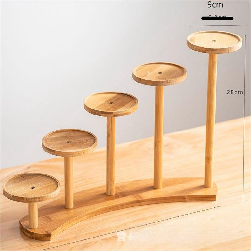 Επιτραπέζιο μπαμπού ράφι φυτών για παχύφυτα — Πολυεπίπεδο ξύλινο ράφι γλαστών, μοντέρνο μινιμαλιστικό στυλ, εύκολη συναρμολόγηση