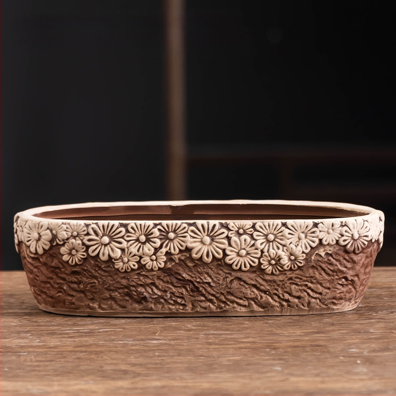 Ghiveci ceramic pentru suculente, respirabil, durabil, pentru birou și casă, stil simplu