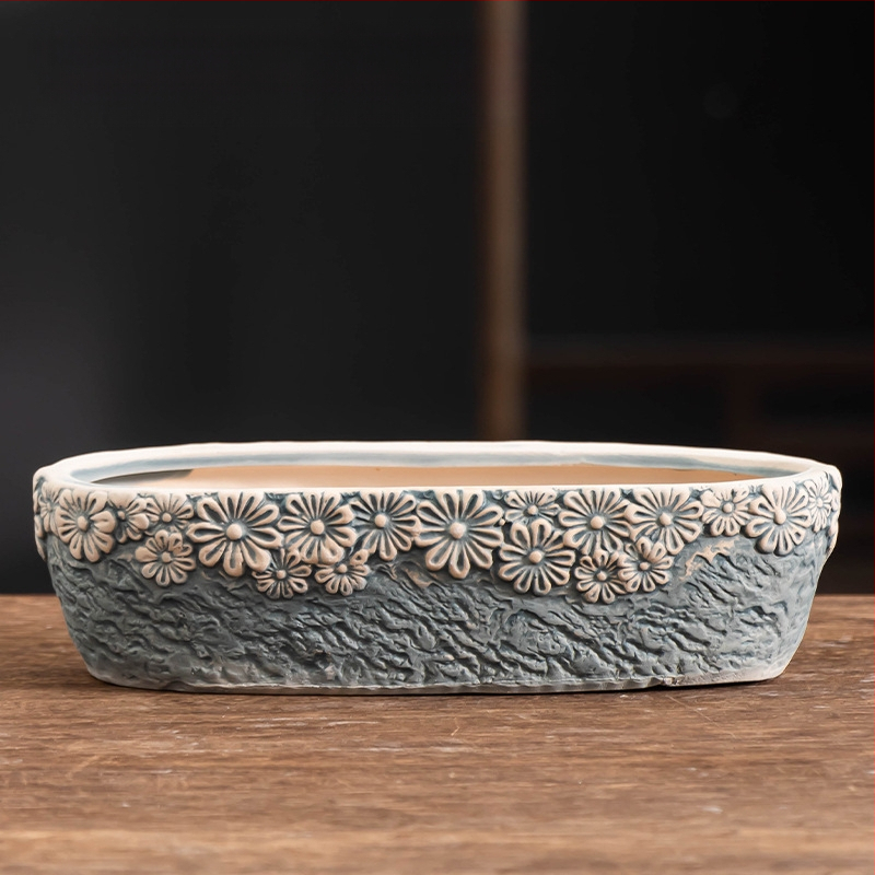 Ghiveci ceramic pentru suculente, respirabil, durabil, pentru birou și casă, stil simplu