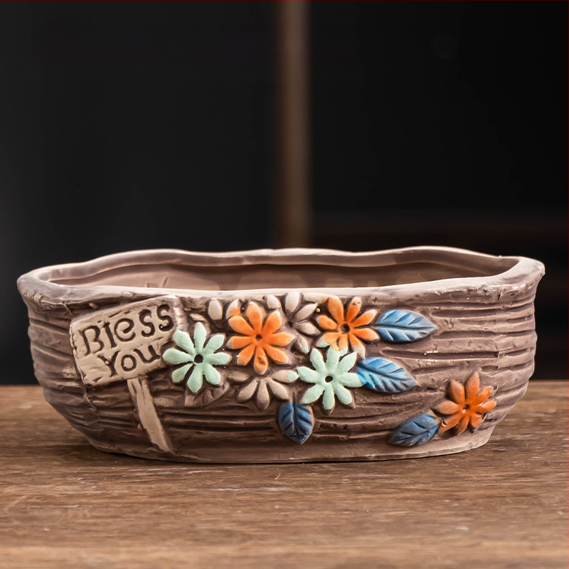 Ghiveci ceramic pentru suculente, respirabil, durabil, pentru birou și casă, stil simplu