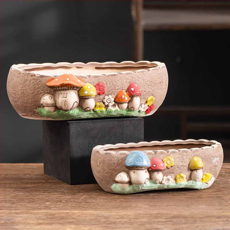 Ghiveci ceramic pentru suculente, respirabil, durabil, pentru birou și casă, stil simplu