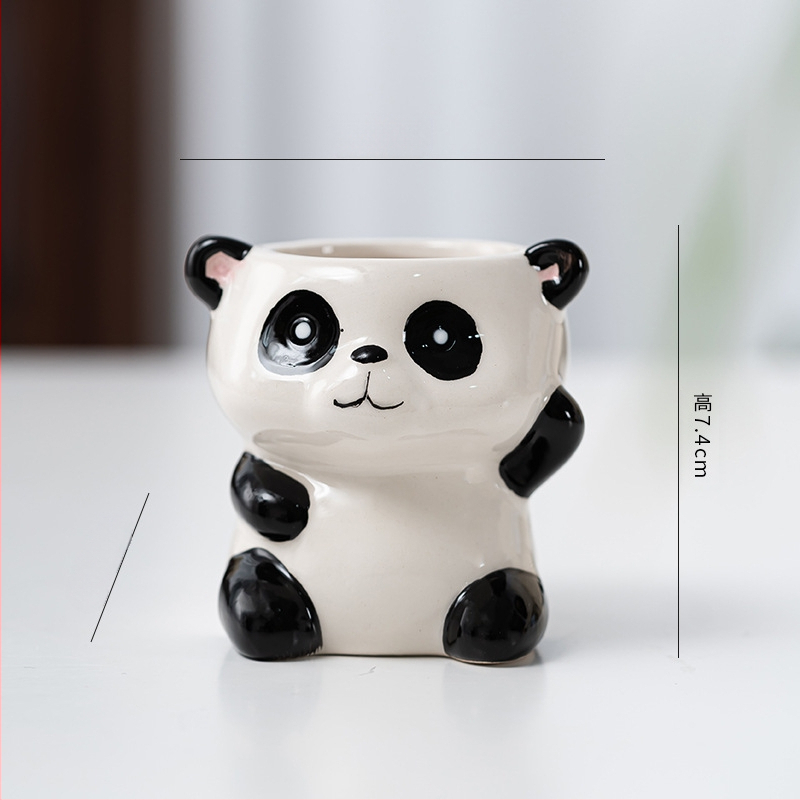 Κεραμική γλάστρα με σχέδιο ζωώδους χαρακτήρα σε καρτούν, απλός γλυκός στυλ, κατάλληλη για χρήση σε επιφάνειες εργασίας και για τοποθέτηση στο πάτωμα, για γραφείο και διακόσμηση σπιτιού