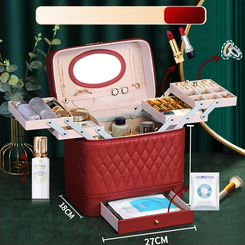 Kutija za šminku PVC-a s velikim kapacitetom, zatvarač, brava, vodootporna, težina 1,1 kg