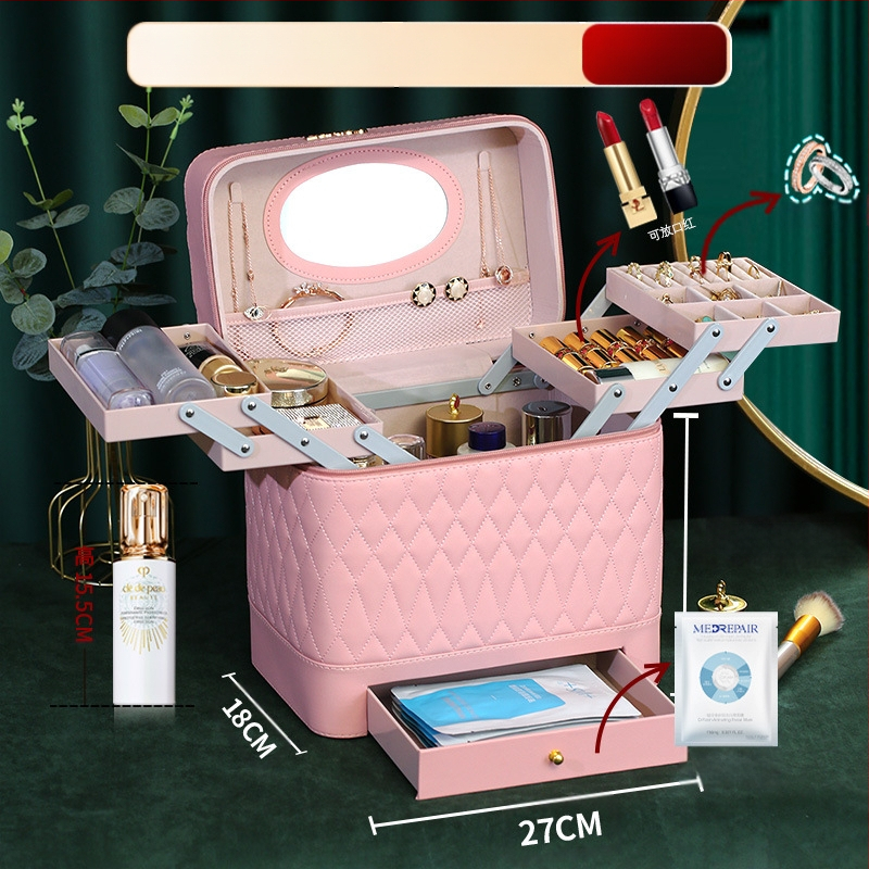 Kutija za šminku PVC-a s velikim kapacitetom, zatvarač, brava, vodootporna, težina 1,1 kg