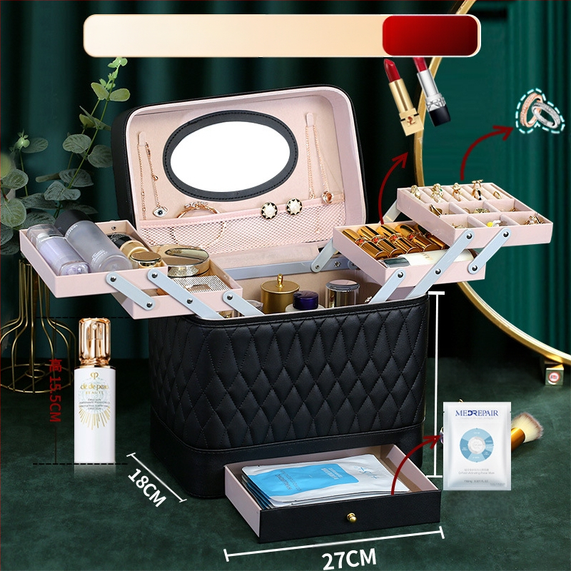 Kutija za šminku PVC-a s velikim kapacitetom, zatvarač, brava, vodootporna, težina 1,1 kg